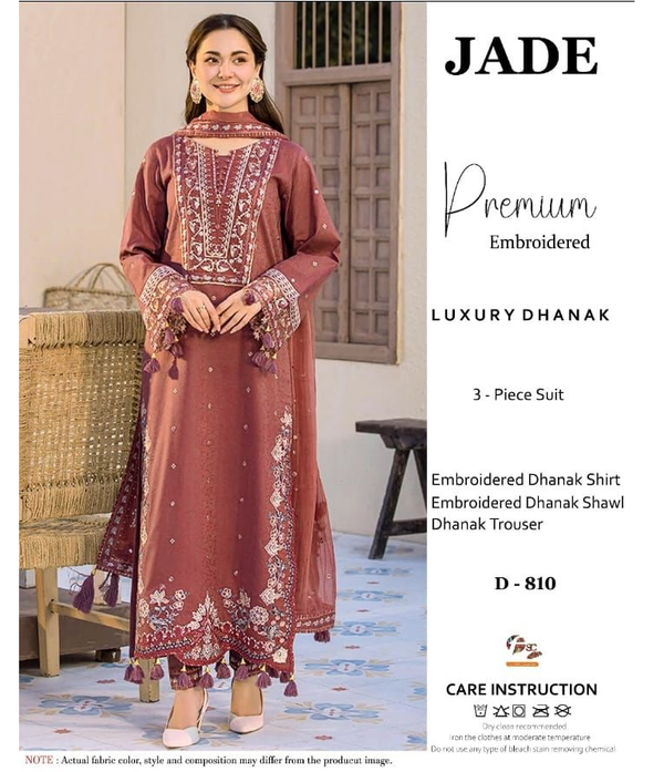 Jade on  Dhanak with Emb Dhanak Shawl